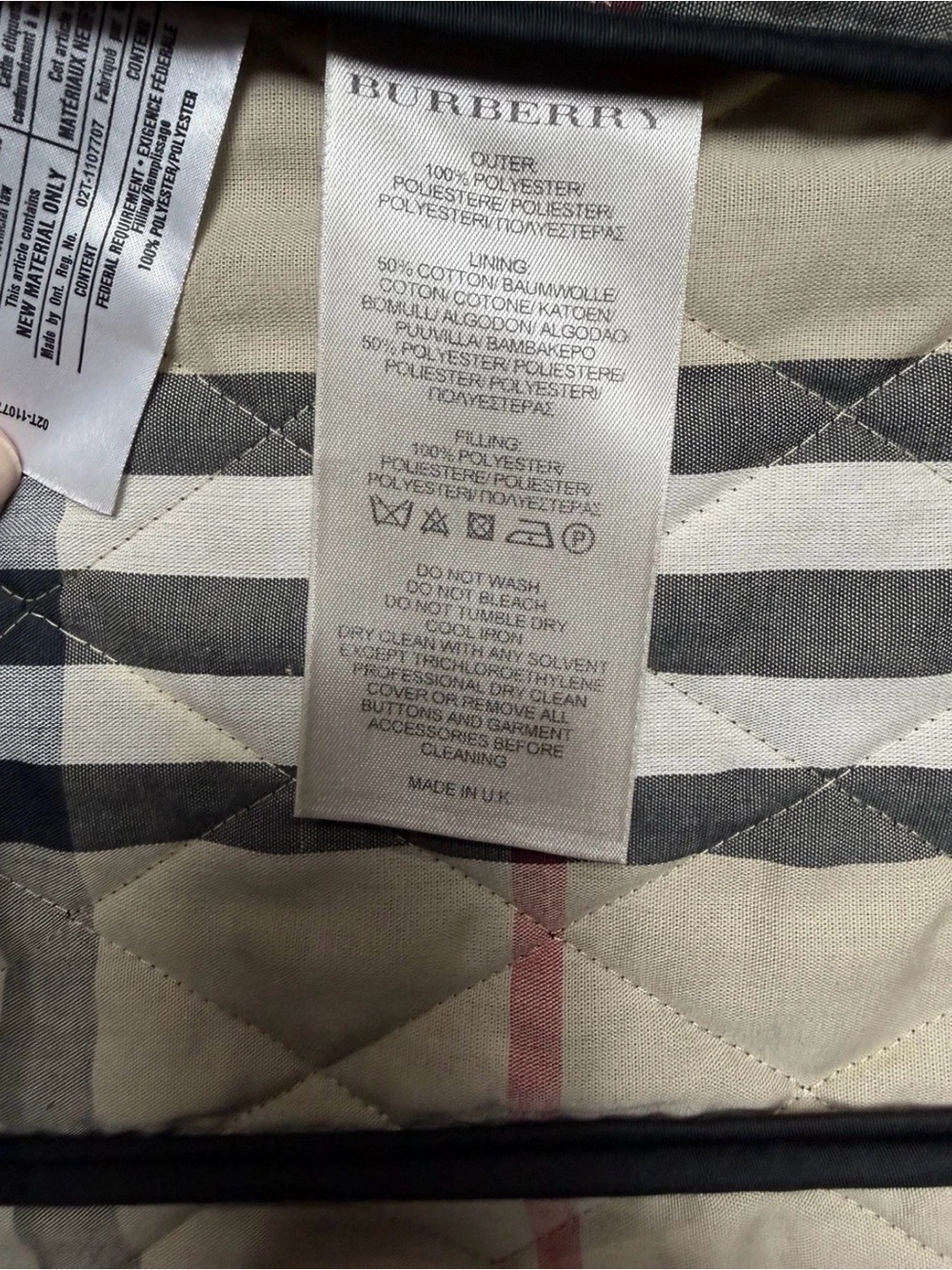 Burberry Black Quilted Jacket - Zip Front - Picture 6 of 14